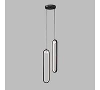 WGFJKI 2-heads Long Ring Pendant Light, Bedside Hanging Lamp, Ultra-thin Metal Ring Suspension Lamps with Acrylic Lampshade, LED Chandelier - 36W, Bedroom Lighting Drop Lights