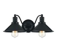 WGFJKI 2 Heads Wrought Iron Vanity Wall Sconce High Light Transmittance Industrial Wall Lamp Kitchen Bathroom Farmhouse MetalWall Lighting Oil Rubbed Black Finish Corridor Lights