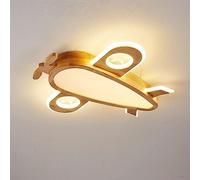 WGFJKI 21.6"/55cm American Rustic Aircraft Lamp Wooden Fighter Ceiling Light for Bedroom LED Dimming Eye Friendly Ceiling Lights for Bedroom Early Education Nursery Room Foyer