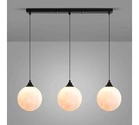 WGFJKI 3-Head Planet Chandelier, Black Metal Pendant Light with Spherical Acrylic Lampshade, G9 Lighting Fixtures, Restaurant Decorative Lighting Hanging Lamp, Drop Lights