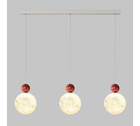 WGFJKI 3-Head Planet Chandelier, Metal Long Plate Pendant Light with Spherical Acrylic Shade, White Dining Room Hanging Lamp, Globe Suspension Lamps, G9 Lighting Fixture
