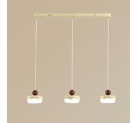 WGFJKI 3-Lights Linear Pendant Light Fixtures, Chic Cake Shape Kitchen Island Chandelier Lighting White PE Shade, 3 Color Mode 36W Height Adjustable Gold Dining Room Ceiling Mount Lighting,