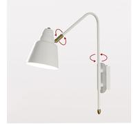 WGFJKI Adjustable 350° Rotating Bedside Reading Wall Lamp Swing Arm Wall Sconce Black/White Industrial Vintage Metal Wall Light for Bedroom Living Room Reading Room(Wit)