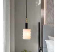 WGFJKI Alabaster Pendant Lights Kitchen Island, Cylindrical Marble Pendant Lamp, Adjustable Height Brass Hanging Ceiling Light Fixture For Bedroom Bathroom Dining Room, Dia:12cm/15cm