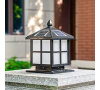 WGFJKI Aluminum Square Pillar Light Outdoor Garden Solar Post Lamp IP55 Lawn Lamp Fixtures Waterproof Patio Gate Column Light Driveway Pathway Lighting (Color : Black, Size : 30cm)