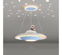 WGFJKI Astronaut Fun Light Compatible with Room Led Chandelier Blue UFO Projection Star Pink Ceiling Chandelier Hanging Planet Lamp Compatible with Boy Girls Room Nursery/Blue/Tricolor Dimming,Ceilin