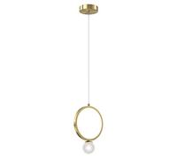 WGFJKI Brass Chandelier, Ring LED Pendant Light Fixture, Bedside Decorative Lighting Gold Chandeliers, 12W, 3000K-6000K 3 Color Changing Light, For Restaurant Bar
