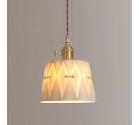 WGFJKI Brass Pendant Light White Ceramic Pendant Lighting Fixture with Switch, Adjustable Gold Kitchen Island Lighting Fixture Japanese Cylinder Glazed Ceramics Chandelier