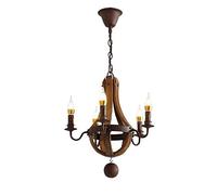 WGFJKI Candle Chandelier Bedroom Wrought Iron Vintage Rustic Wood Pendant Lamp American Country Retro Chandelier Bedroom Solid Wood Reclaimed Wood