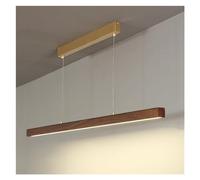 WGFJKI Ceiling Lamp LED Linear Pendant Light Fixtures, Island Lights Aluminum Chandelier Long Strip Walnut Grain Ceiling Pendant Lamp for Kitchen Dining Room Living Room Office Bar(3000K,100cm)