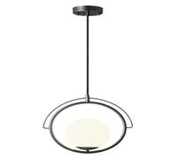 WGFJKI Ceiling Lamp Traditional White Globe Glass Pendant Lighting for Kitchen Island Hanging Lamp Brushed Brass Chandeliers Ceiling Lamp for Living Room Study Lighting Black/Gold 11.4in (Color : B)