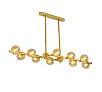 WGFJKI Chandelier Gold 10-Light Glass Globe Pendant Light Fixtures Adjustable Downrod Magic Beans Molecular Linear Hanging Light Chandeliers for Dining Room Kitchen Bedroom