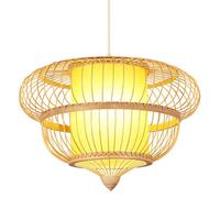 WGFJKI Chinese Style Hollow Pendant Lamp Fashion Home Chandeliers Creative Hand-Woven Wicker Lampshade Semi Flush Mount Ceiling Hanging Light For Kitchen Island, Bedroom, Dining Room, Hallway