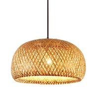 WGFJKI Chinese Weaving Pendant Lamp Vintage Hand-Woven Chandelier 1-Light Farmhouse Dining Room Lampshade Hanging Light Ceiling Lighting Fixture For Kitchen Island Dining Table Living Room