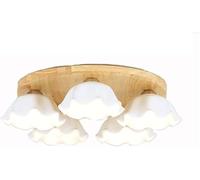 WGFJKI Cream Wind Ceramic Kitchen Island Semi Flush Mount Ceiling Lamp Japanese Minimalist White Flower Hallway Ceiling Light French Nordic Round Wooden Pendant Light for Bedroom Aisle Stairs(5