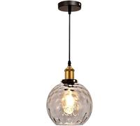 WGFJKI Creativity Hammered Glass Bedside Pendant Light Retro Industry Hanging Lamp Mid Century Minimalist Kitchen Island Clear Chandelier Indoor Lighting For Dining Room Entrance Cafe