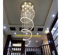 WGFJKI Double Spiral Crystal Chandelier, Spiral Staircase Long Crystal Chandelier, Engineering Villa Suspension Light, Duplex Style Gifts AA+