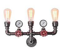 WGFJKI E27 3-head Industrial Wrought Iron Wall Light Loft Nostalgic Wall Lamp Steampunk Water Pipe Wall Lighting Restaurant Bar Aisle Wall Decoration Corridor Lights