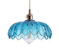 WGFJKI E27 Screw Single-head Pendant Light,Creative Personality Flower-shaped Glass Hanging Lamp,American Country Style Chandelier,Balcony Restaurant Corridor Decorative Lighting Fixtures
