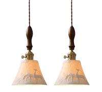 WGFJKI Elegant Nordic Style Pendant Lights Set of 2 for Restaurant Living Dining Room Kitchen White Ceramic Shades Creative Lighting Fixtures