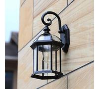 WGFJKI European Traditional Wall Light Outdoor Garden Wall Lamp E27 Satin Black Motion Sensor Security Half Lantern Wall Sconce Lighting Fixture for Exterior/Interior Walls House Terrace And Balcony