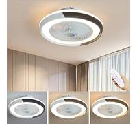 WGFJKI Fan Ceiling Lamp Minimalist Ceiling Fan Chandelier Dimmable Round Fan LED Ultra-Quiet Energy Saving Bedroom and Living Room Lights 's Room Lighting,Black