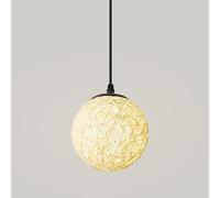 WGFJKI Farmhouse Globe Single Pendant Light Creative Rattan Kitchen Island Lighting Rope Woven Hanging Ceiling Pendant Lights For Dining Room Living Room Restaurant Stores