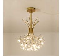 WGFJKI Firework Chandelier Pendant Light Gold Dandelion Crystal Chandelier Lighting Elegant Flower Hanging Pendant Light Fixtures for Bedroom Living Room Restaurant