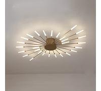 WGFJKI Firework LED Ceiling Light Nordic Style Semi-Flush Mount Chandelier Cluster Metal Ceiling Lamp For Living Room Bedroom,Gold+Neutral Light-28 Heads-28W