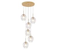 WGFJKI Glass Balls Staircase Chandelier Long Pendant Light Duplex Building Large Chandelier Living Room Villa Hollow Minimalist Staircase Lamp,Transparent,6 Lights