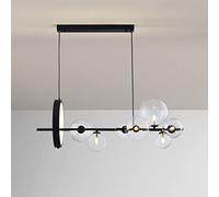 WGFJKI Glass Globe Sputnik Chandelier 7-Light Black Large Chandeliers Pendant Lights Linear Chandelier Magic Bean Molecular Hanging Light for Dining Room Living Room Kitchen Island Farmhouse
