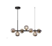 WGFJKI Glass Sputnik Chandelier Pendant Lighting 7-Light Dining Room Mid Century Chandelier with Smoke Grey Glass Globe Shade Ceiling Hanging Light for Living Room Farmhouse Bedroom Kitchen