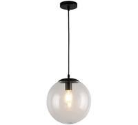 WGFJKI Globe Chandelier 1-Light Black Pendant Light with Clear Glass Shade Single Ceiling Lighting for Bedroom Dining Room Living Room Kitchen Island Hanging Lights