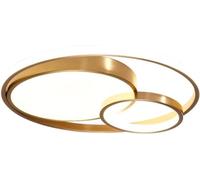 WGFJKI Gold Double Round LED Embedded Ceiling Light Fixture 3 Color Dimming Ceiling Lamp Thin Close to Ceiling Lighting Fixture for Living Room Office Hotel Homestay (Size : 45cm)