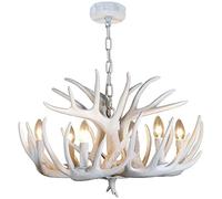 WGFJKI Gpzj Resin Antler Chandelier, Faux Antler Ceiling Light Vintage Style Chandelier, with 6 Spiral Lamp Holder of E14, Rustic Hanging Lights for Dining Room, Living Room,Bar,Cafe,