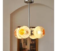 WGFJKI Hand Blown Gradient Frosted Glass Lampshade Hanging Lamp Chrome Sputnik Chandelier Mid Century Glass Fixture for Bedroom Living Room Kitchen Dinning Room, E14(4-head)