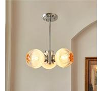 WGFJKI Hand Blown Gradient Frosted Glass Lampshade Hanging Lamp Chrome Sputnik Chandelier Mid Century Glass Fixture for Bedroom Living Room Kitchen Dinning Room, E14(3-head)