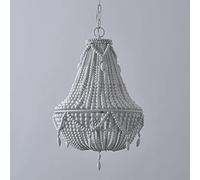 WGFJKI Hanging Lamp, Bohemian Style Wooden Beaded Chandelier Semi-Embedded Handmade Wood Beads Suspension Lamp Dining Room Living Bedroom Ceiling Pendant Fixture E27 3- Lights 14.97inch D X 21.67inch