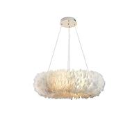 WGFJKI Hanging Lamp, Feather Hanging Lamp Dangling Adjustable E27 Romantic 's Room Pendant Lighting Creative Personality Living Room Bedroom Dining Room Feather Ceiling Light(White.,50 * 14cm)