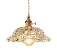 WGFJKI Hanging Lamp, Glass V-intage Pendant Lights Height Adjustable Clear Pendant Lamp Antique Brushed Brass Height Adjustable Clear M- Hanging Light Fixture for Kitchen Island, Dining Room, Coff