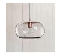 WGFJKI Hanging Lamp, Style Adjustable Cord Pendant Light Fixture - Oval Shape, Clear/Coffee/Grey Glass Round, Metal Lamp Holder. Ideal Compatible with Shop, Cafe, Restaurant Indoor Chandelier. Single
