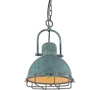 WGFJKI Heavy Industrial Ceiling Lamp Faded Blue Finish Mid Century Nautical Barn Droplight Steampunk Metal Cage Chain Hanging E27 Chandelier for Kitchen Corridor Garage Salon Entryway Farmhouse