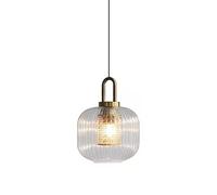 WGFJKI Jadssox Gold Pendant Light Ribbed Glass Small Chandelier Ceiling Lamp, Nordic Industrial Kitchen Island Lighting Fixture, E27 Hanging Lamps for Dining Room Entryway Cafe Bar