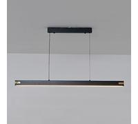 WGFJKI Jadssox LED Pendant Light Linear Strip Chandelier Ceiling Lamp Black Hanging Lighting Bar, Minimalist Suspended Lamps for Dining Room Bedroom Pool Table, 3000K Warm White
