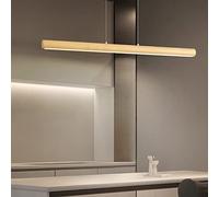 WGFJKI Jadssox Minimalist Strip Linear Chandelier Ceiling Lamp Wood LED Pendant Light, 15W Kitchen Island Lighting Fixture Dining Room Hanging Lamps, Pool Table Restaurant Suspended Lights