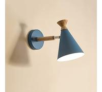 WGFJKI Jadssox Nordic Wall Light Wood Sconce Bedside Wall Lamp Light With Cone Metal Shade, Wooden Headboard Lighting Fixture, Bedroom Living Room Hotel Wall Sconces E27 Night Lamps