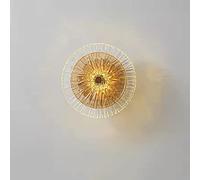 WGFJKI Jadssox Pattern Glass Wall Sconce Lighting Fixture LED Round Wall Mounted Lamp, Postmodern Circle Wall Light for Living Room Bedroom Bedside Decor Warm White Wall Wash Lights