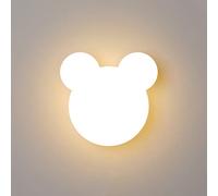 WGFJKI Jadssox 's Room White Wall Light LED Bear Sconce Indoor Cartoon Wall Lamp, 12W Dimmable Headboard Lighting Fixtures with Remote Control, Boys Girls Room Nursery Sconces