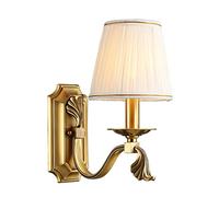 WGFJKI Jadssox Vintage Fabric Wall Sconce Brass Wall Mounted Lamp, Antique Bedroom Bedside Wall Lighting Fixture, European Style Wall Lamps Headboard Lights for Living Room Corridor