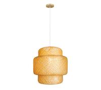 WGFJKI Jadssox Vintage Pendant Light Rattan Handwoven Hanging Ceiling Swag Lamp, Natural Chandeliers Dome Woven Suspended Lighting Fixtures for Kitchen Island Farmhouse Bedroom